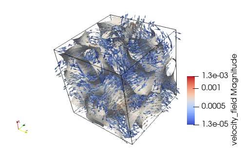 An example paraview snapshot of the interface and velocity field